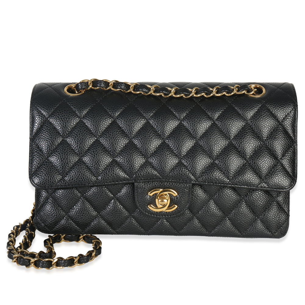 Chanel Black Quilted Caviar Medium Classic Double Flap Handbag